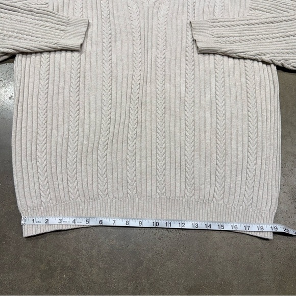 Vintage IZOD Men’s XL V-Neck Cable Knit Sweater Ivory Preppy Pullover Hong Kong - Picture 8 of 9